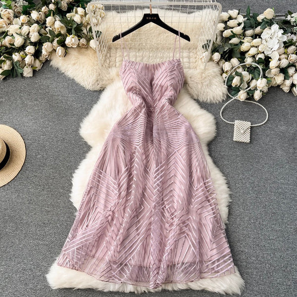 Delicate Embroidered Mesh Slip Dress