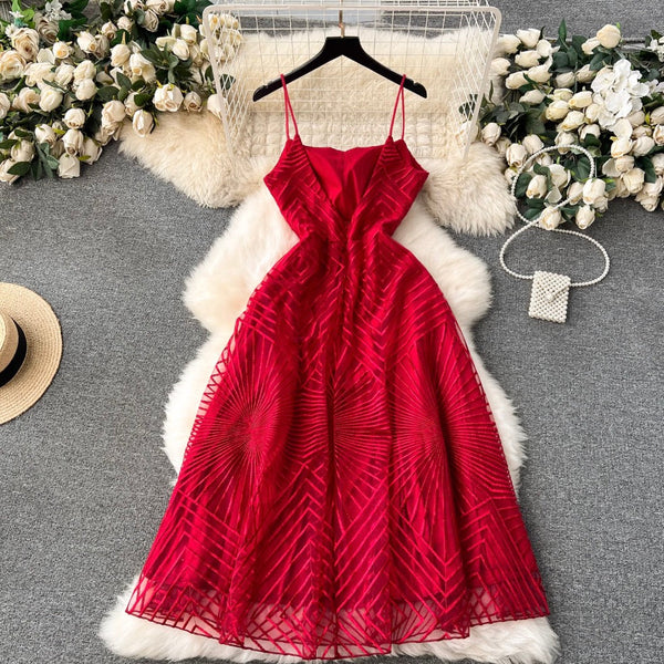 Delicate Embroidered Mesh Slip Dress
