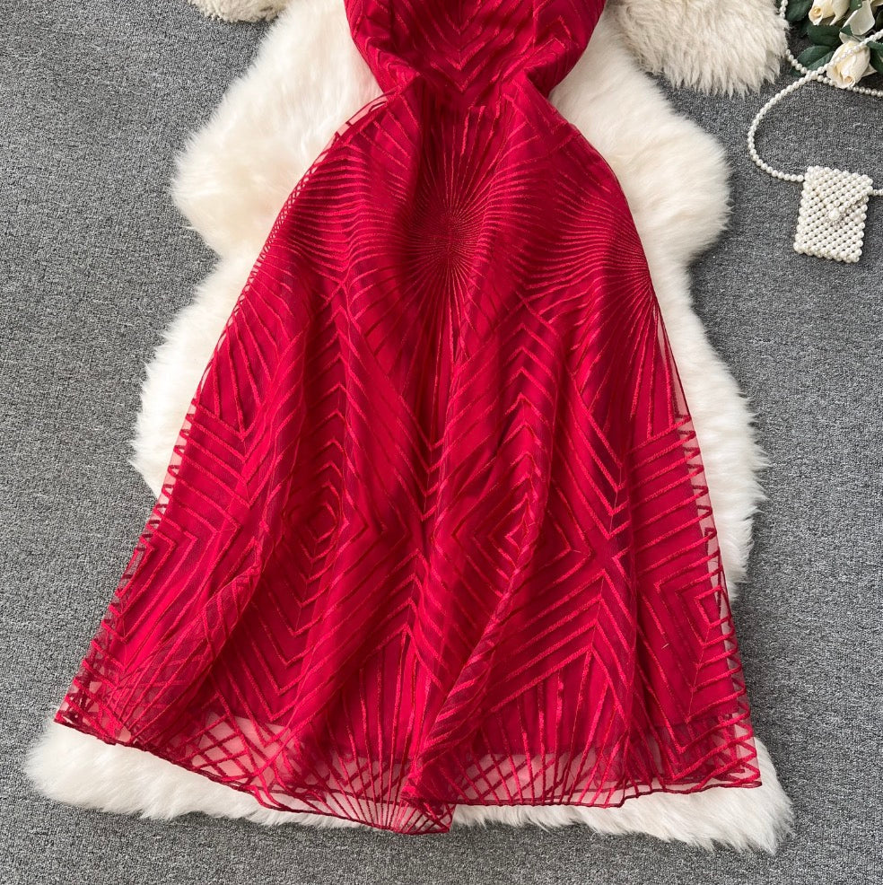 Delicate Embroidered Mesh Slip Dress