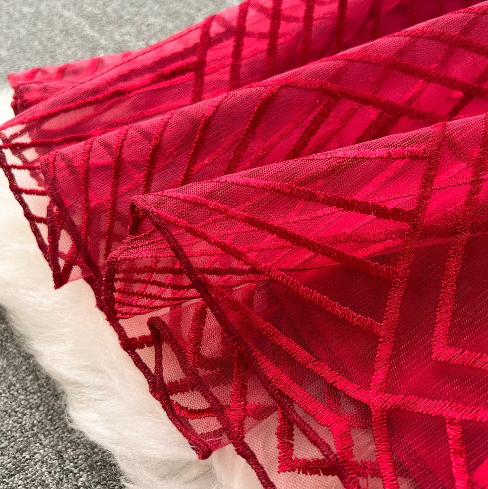 Delicate Embroidered Mesh Slip Dress