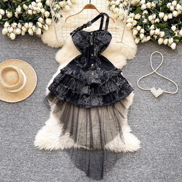 Vintage Distressed Denim Puffy Dress