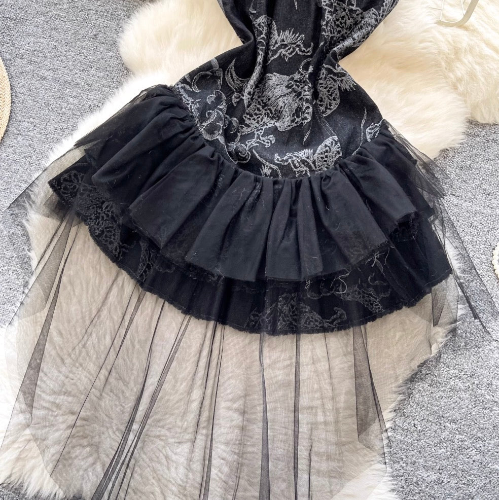 Vintage Distressed Denim Puffy Dress