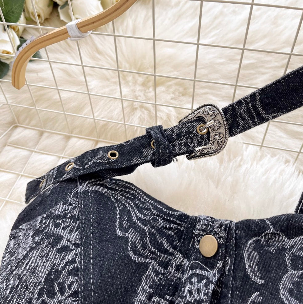 Vintage Distressed Denim Puffy Dress