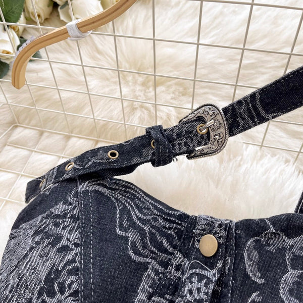 Vintage Distressed Denim Puffy Dress