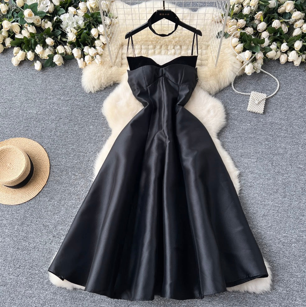 Elegant A-line Slip Dress with Choker