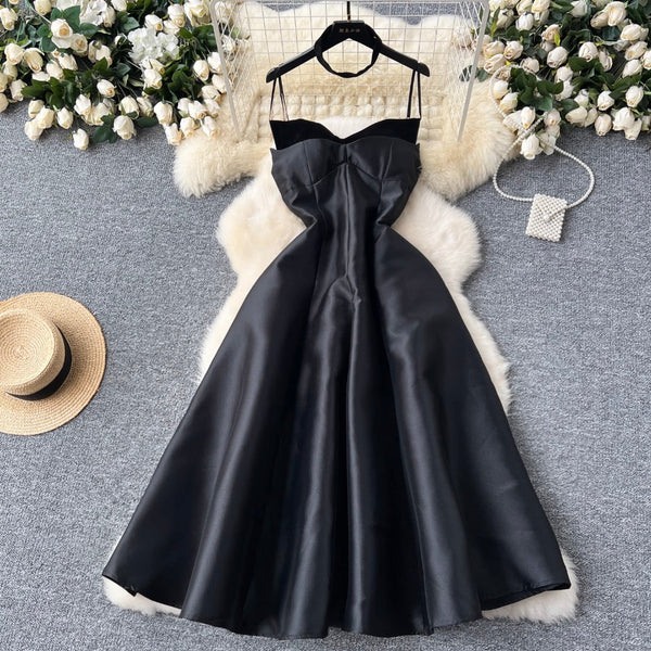 Elegant A-line Slip Dress with Choker