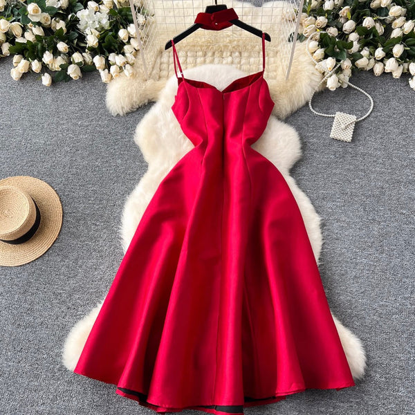 Elegant A-line Slip Dress with Choker