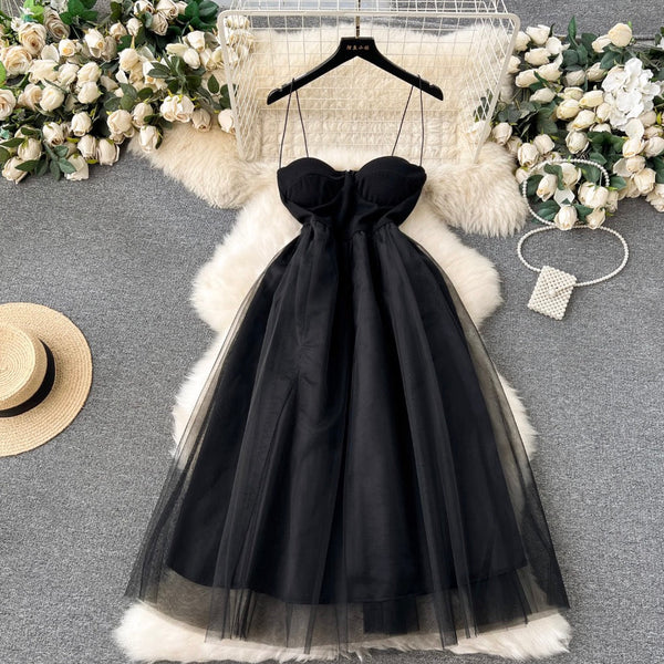 Sexy Black Mesh Slip Dress