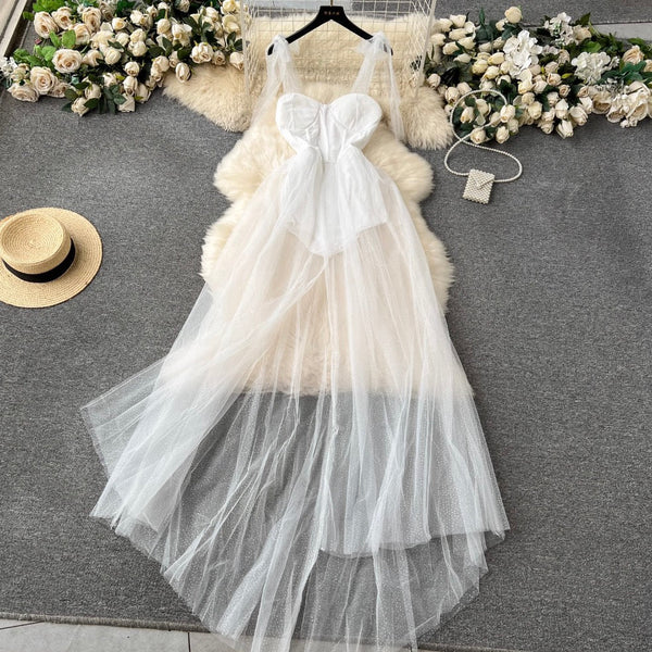 Faux Two-pieces Jumpsuit Mesh Dress