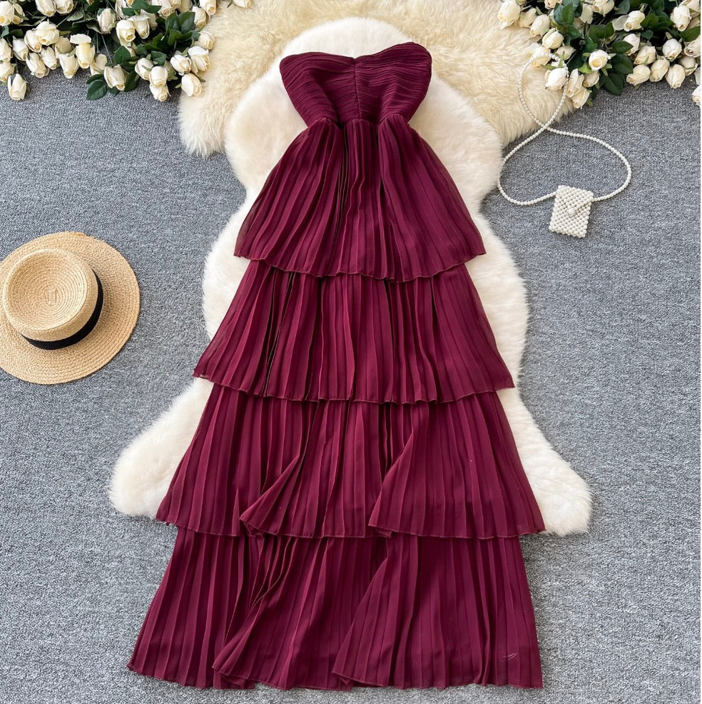 Off-shoulder Layered Cake Dress