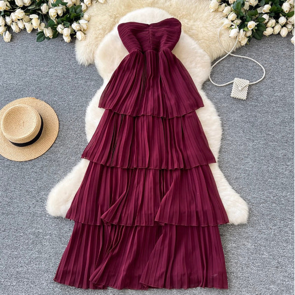 Off-shoulder Layered Cake Dress