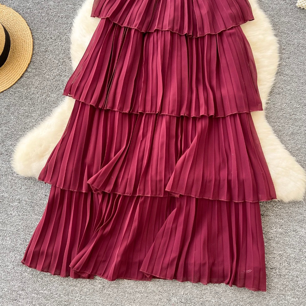 Off-shoulder Layered Cake Dress