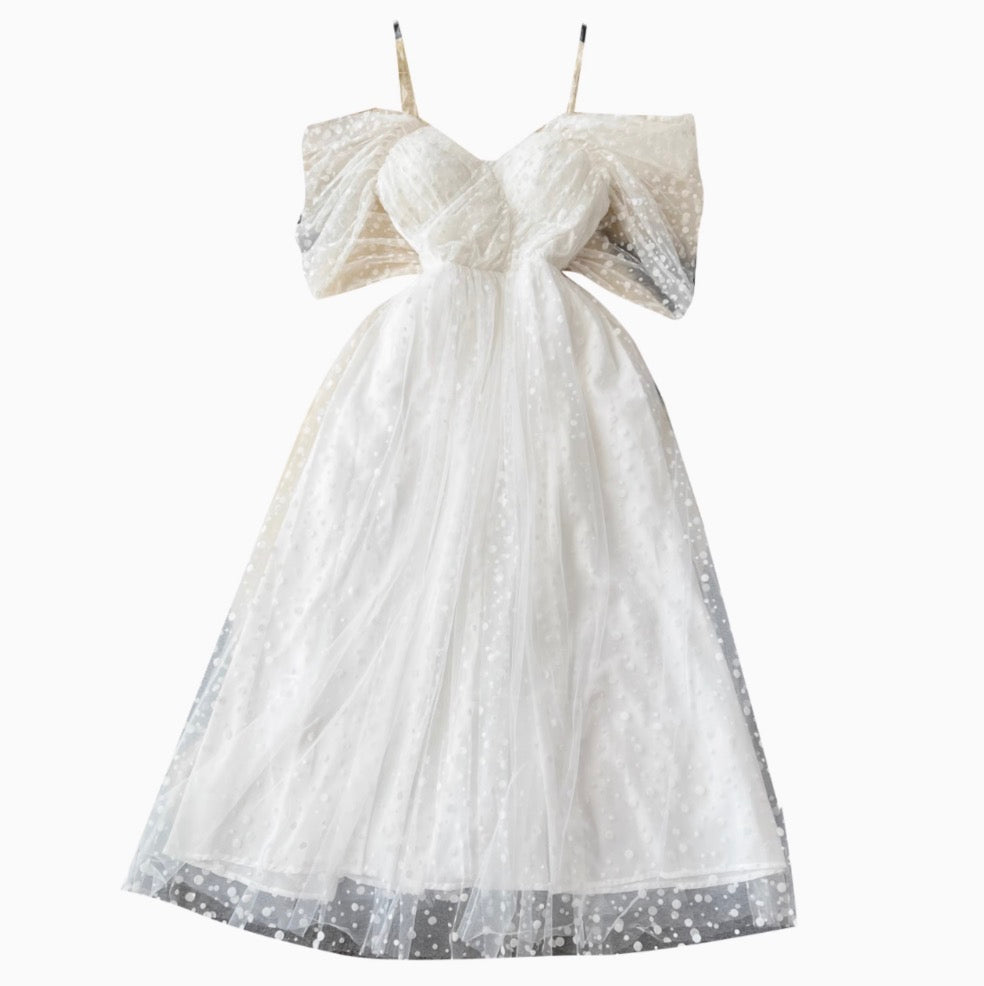 French Style Puffy Mesh Slip Dress