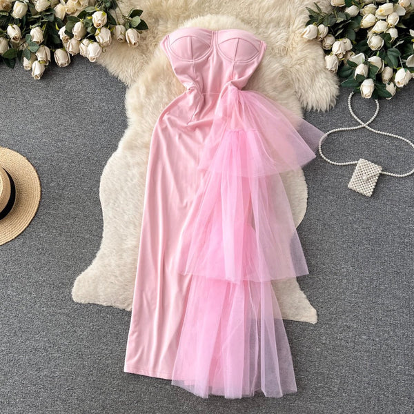 Mesh Patchwork Off-shoulder Dress