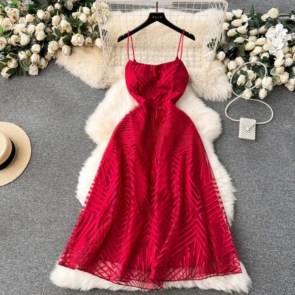Delicate Embroidered Mesh Slip Dress