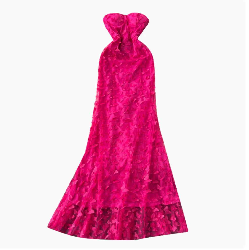 Premium Off-shoulder Rose Red Dress