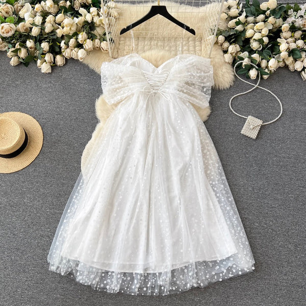 French Style Puffy Mesh Slip Dress