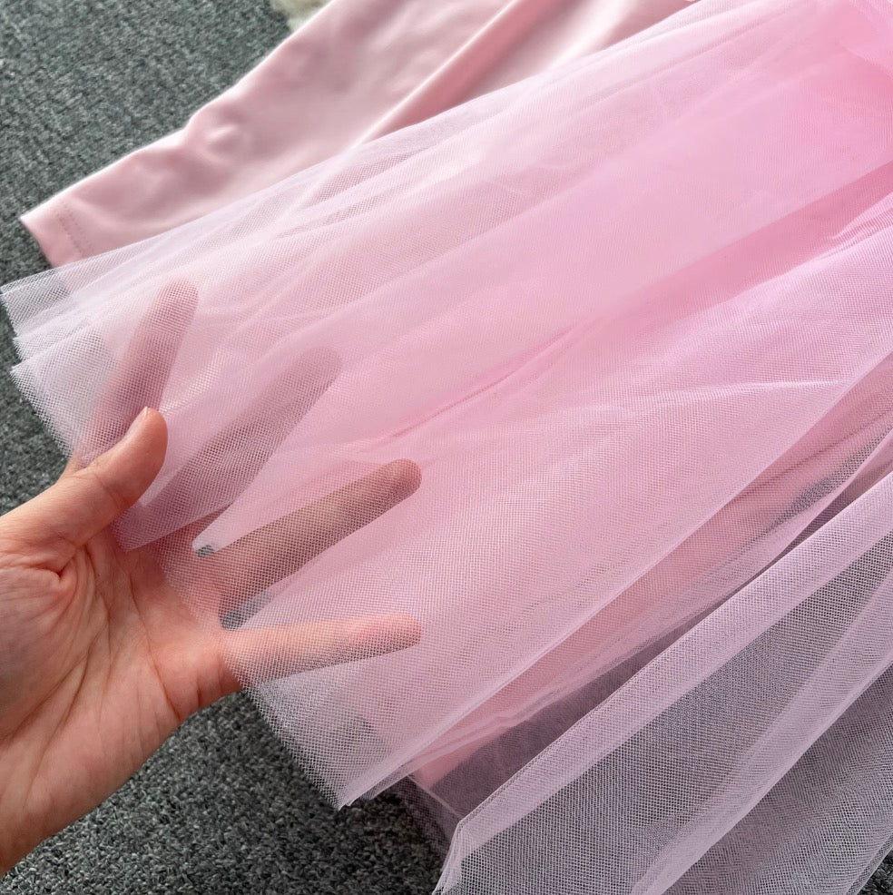 Mesh Patchwork Off-shoulder Dress