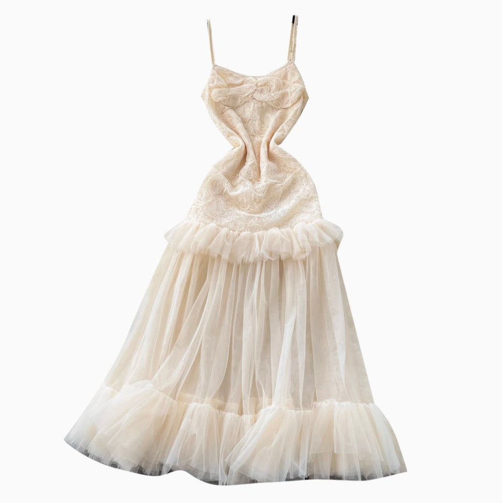 Knotted Lace Patchwork Slip Dress