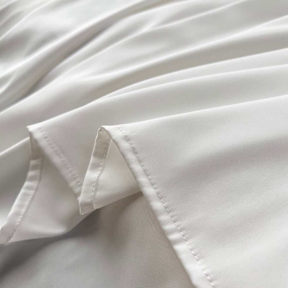 Bat Sleeve White Satin Slip Dress