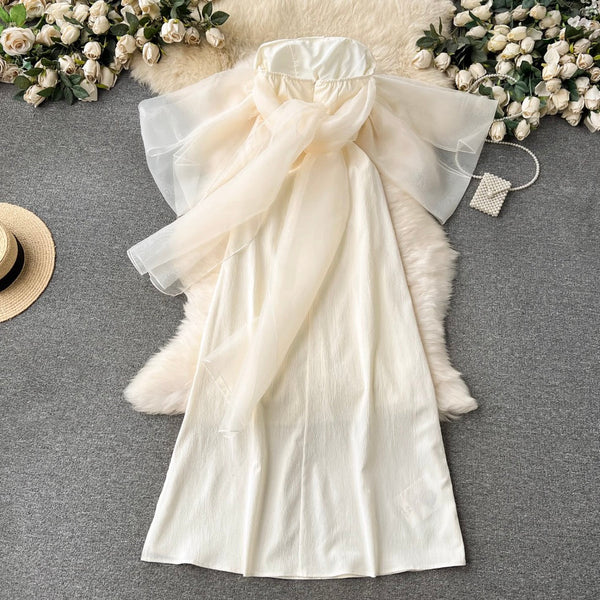 Lace-up Champagne Color Bustier Dress