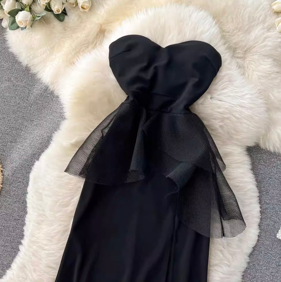 Elegant Black Fishtail Bustier Dress