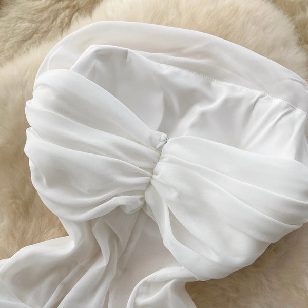 French Style 3D Flower White Dress