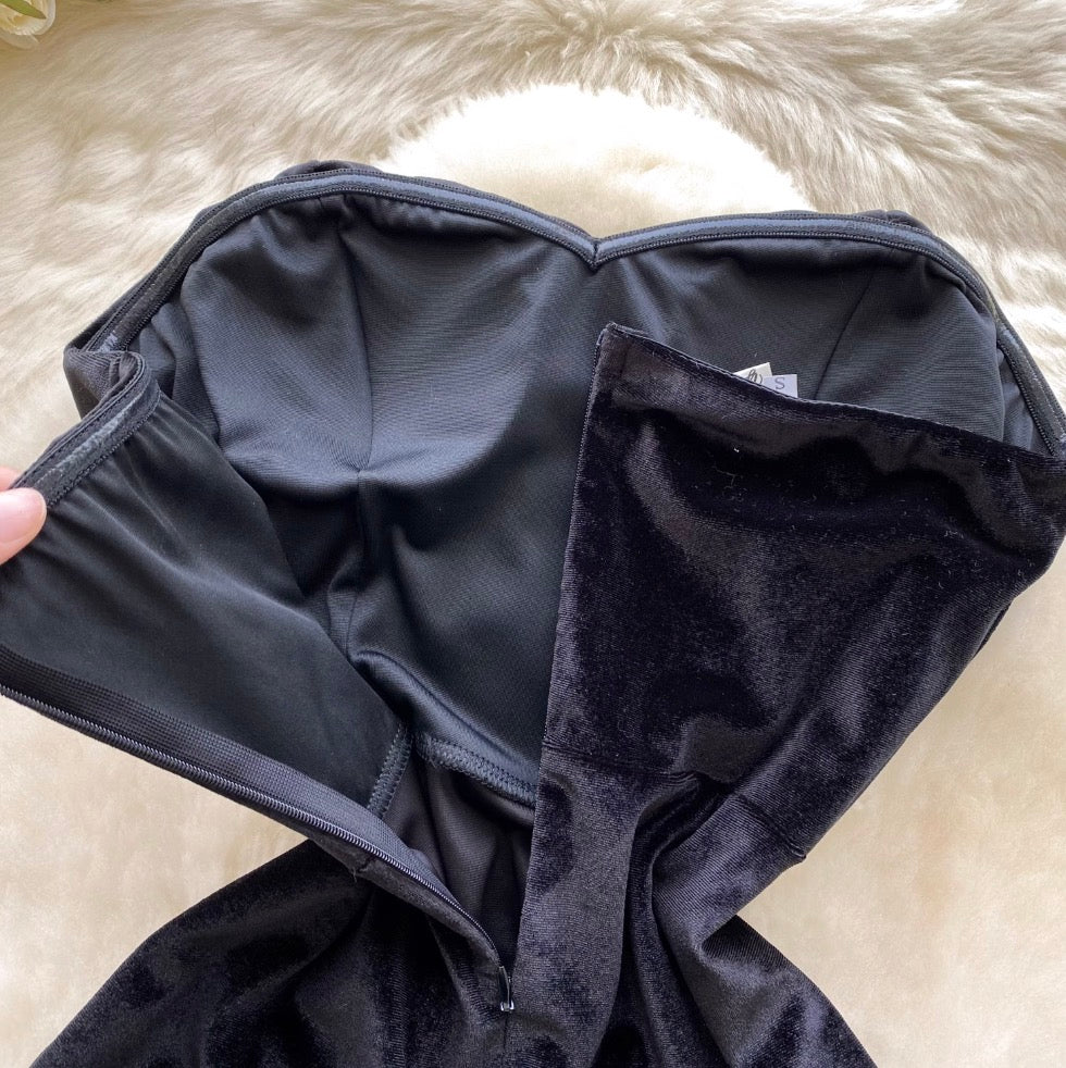 Black Suede Dress with White Shawl