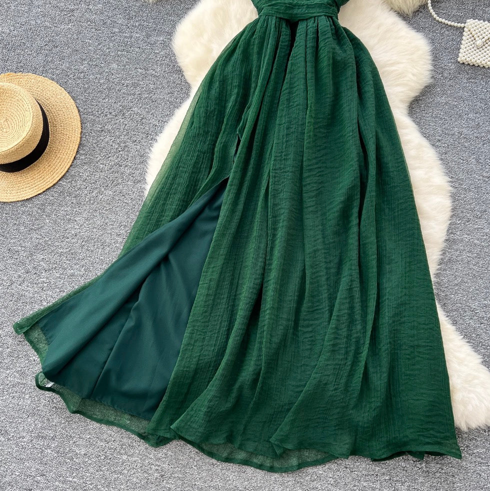 Deep V-neck Backless Halter Dress