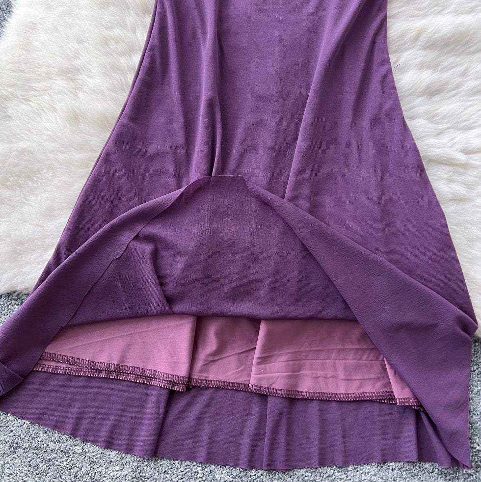 Sequined Purple Bustier Dress with Shawl