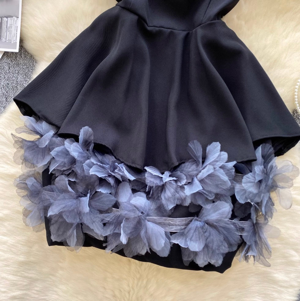 High-end Ruffled Floral Bustier Dress