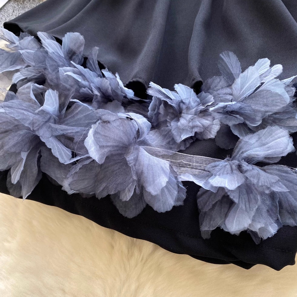 High-end Ruffled Floral Bustier Dress