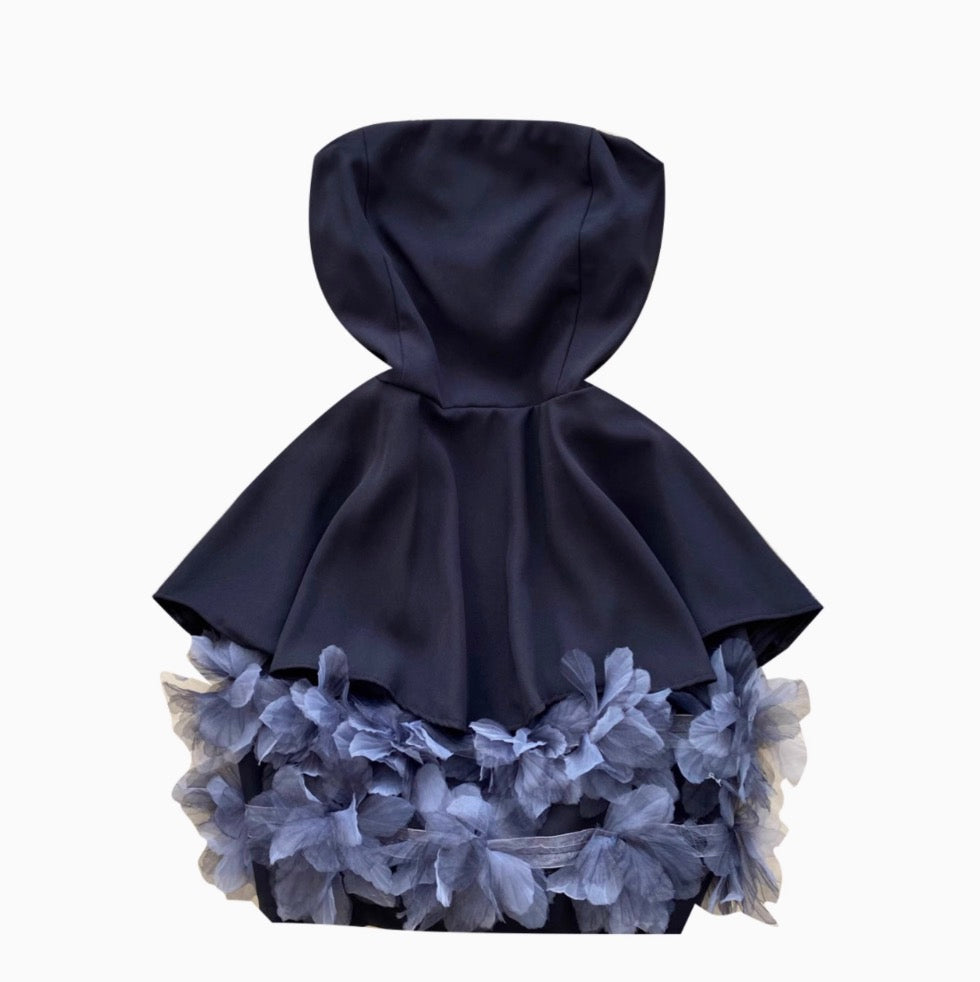 High-end Ruffled Floral Bustier Dress
