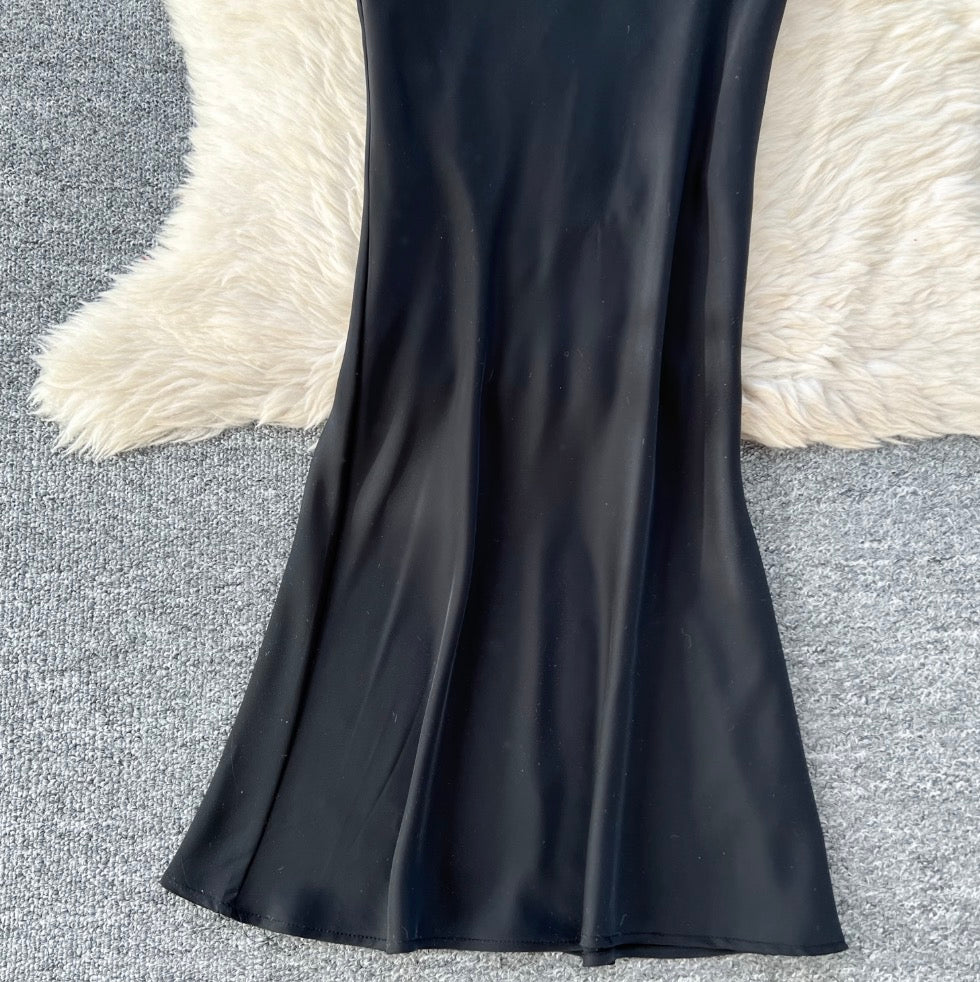 Sexy Beaded Satin Halter Dress