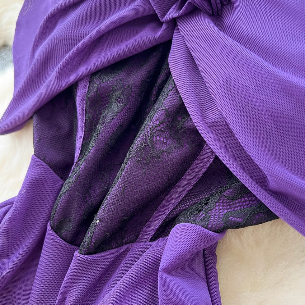 Elegant Patchwork Cape Slip Dress