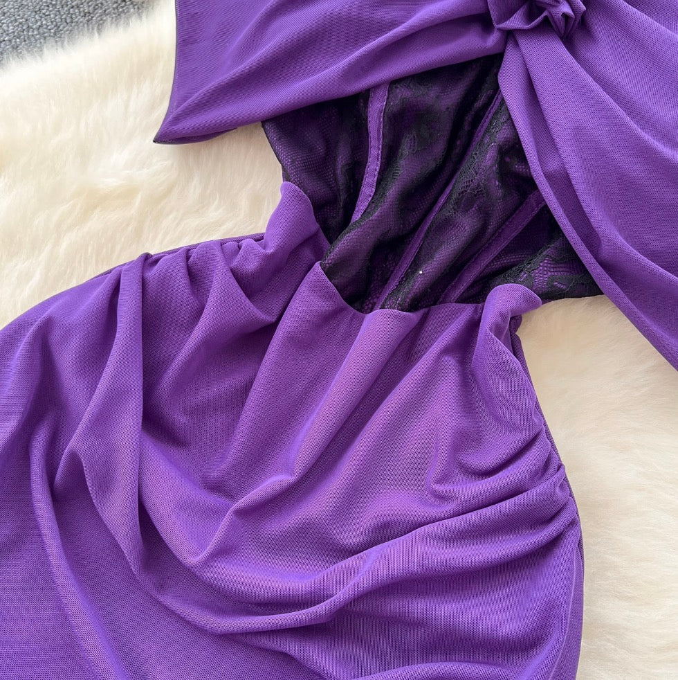 Elegant Patchwork Cape Slip Dress
