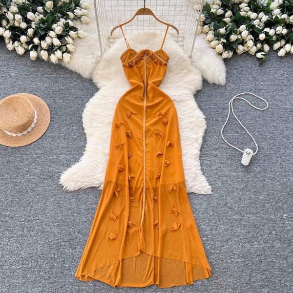 French Style 3D Ruffled Slip Dress