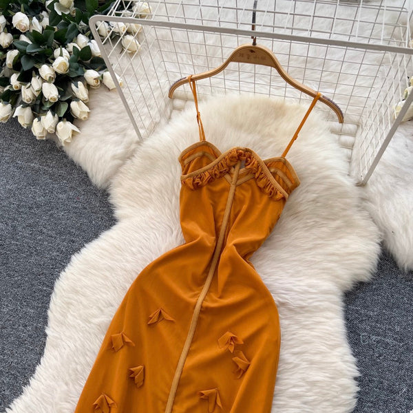 French Style 3D Ruffled Slip Dress