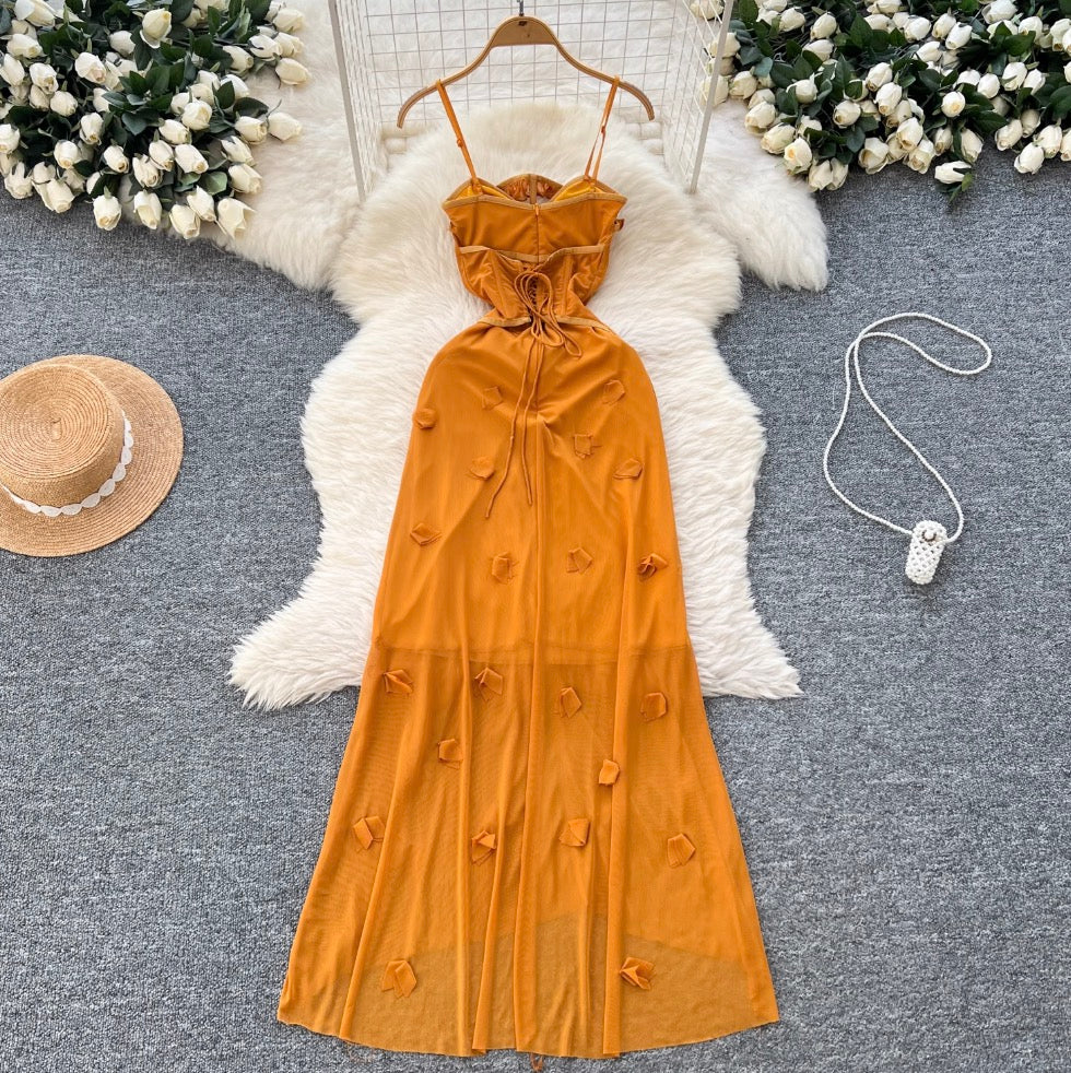 French Style 3D Ruffled Slip Dress