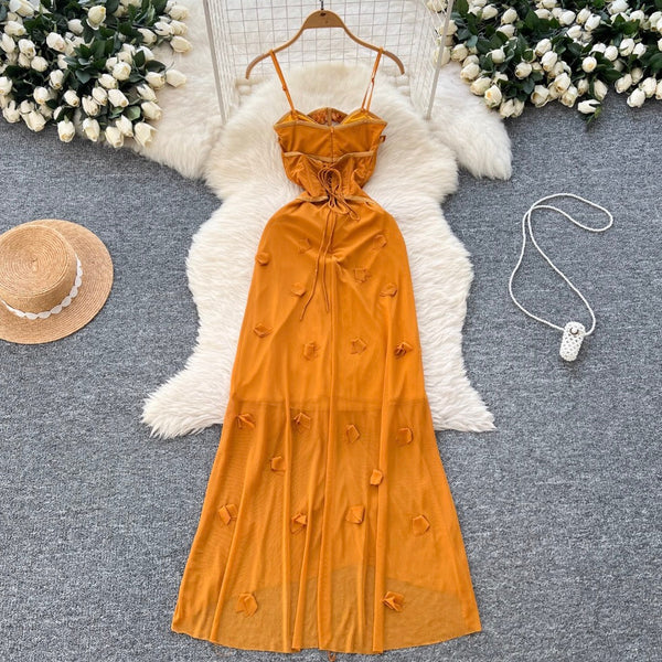 French Style 3D Ruffled Slip Dress