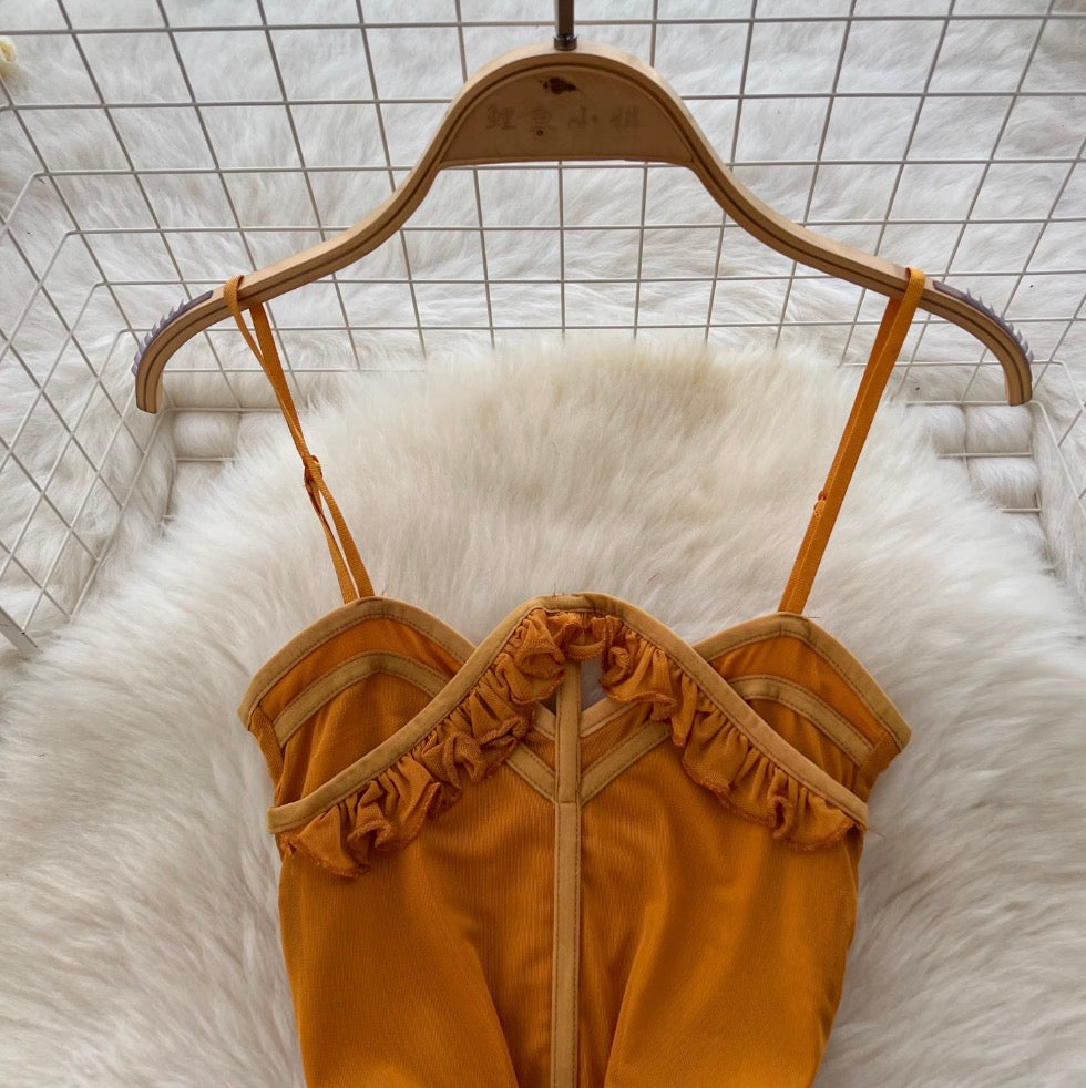 French Style 3D Ruffled Slip Dress