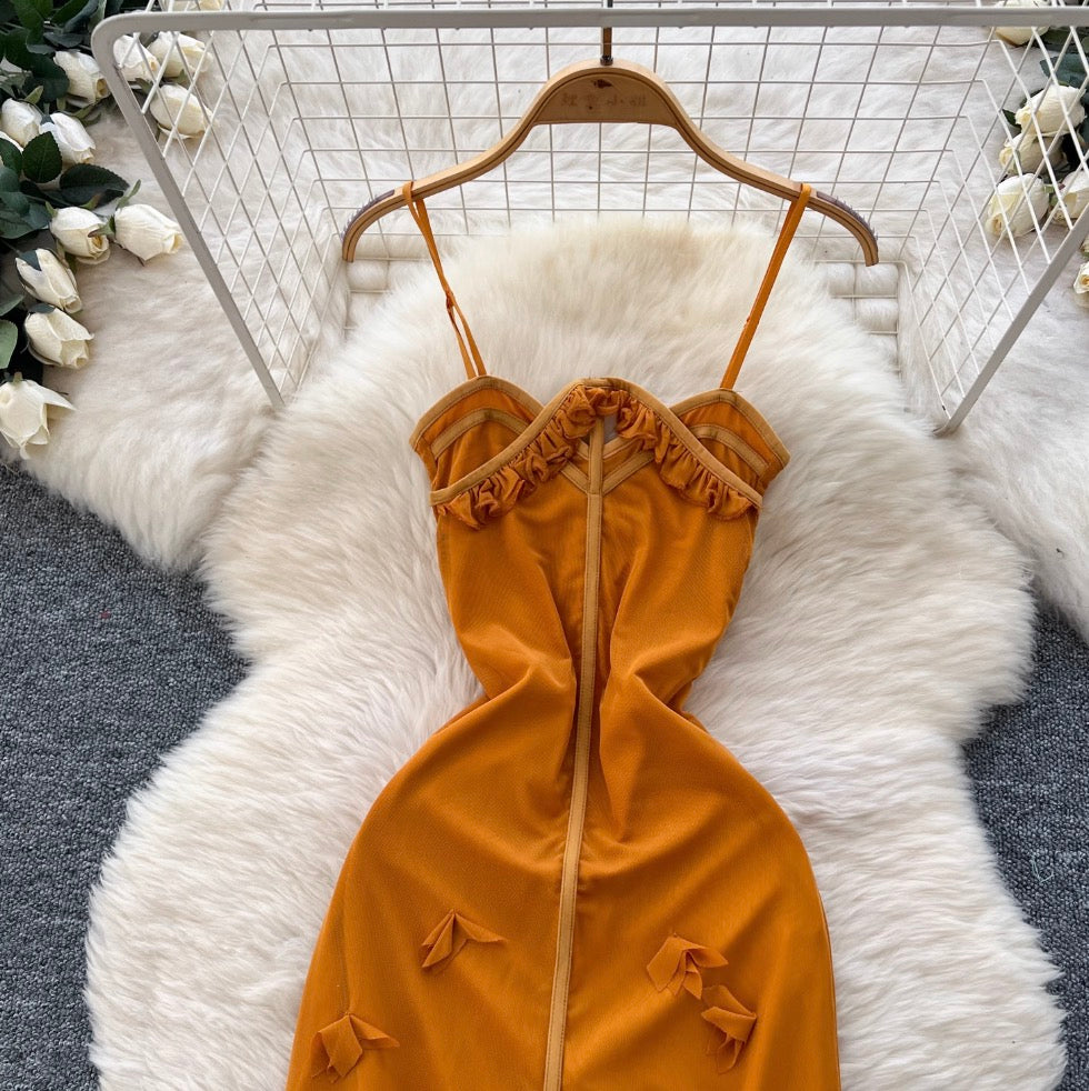French Style 3D Ruffled Slip Dress