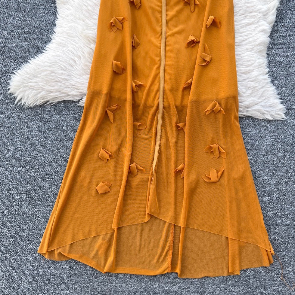 French Style 3D Ruffled Slip Dress