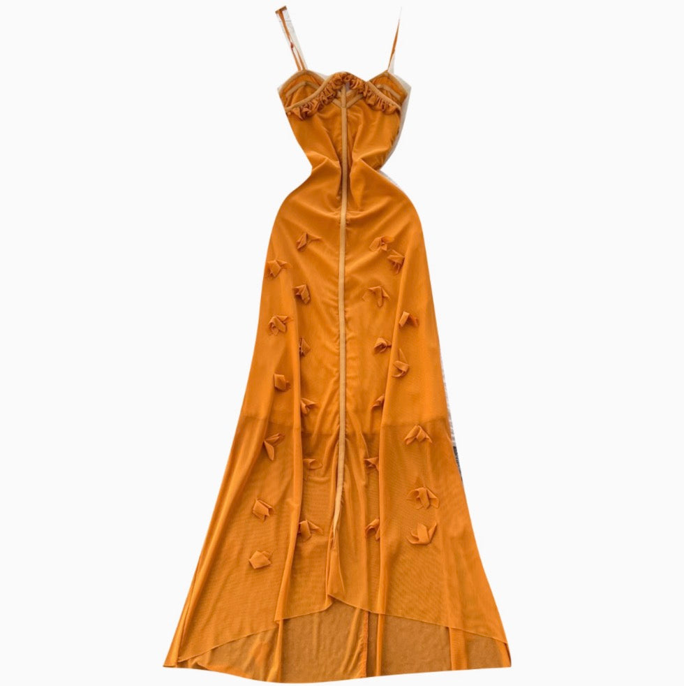 French Style 3D Ruffled Slip Dress