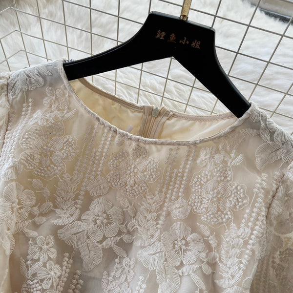 Vintage Crochet Lace Apricot Dress