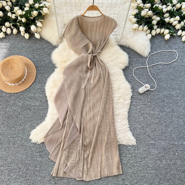 Asymmetric Irregular Design Glossy Dress