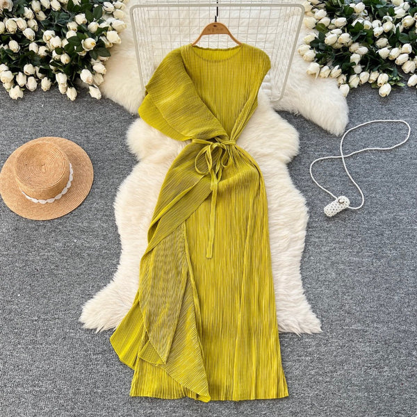 Asymmetric Irregular Design Glossy Dress