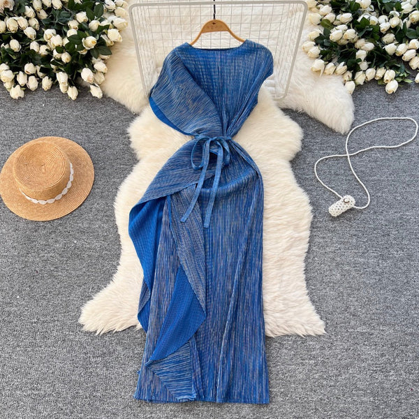 Asymmetric Irregular Design Glossy Dress