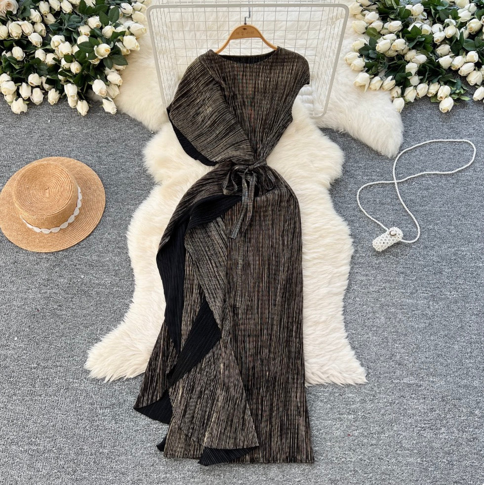 Asymmetric Irregular Design Glossy Dress