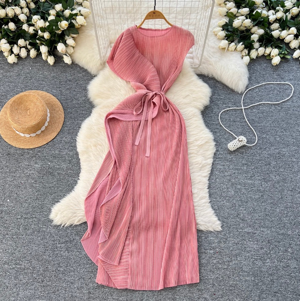 Asymmetric Irregular Design Glossy Dress
